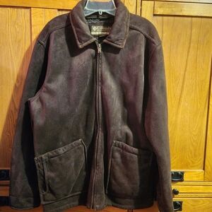 Columbia Men's Brown Faux Suede Lined Jacket Size Large Euc